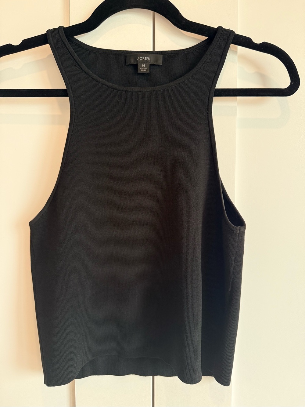 J. Crew Black Ribbed Crewneck Tank